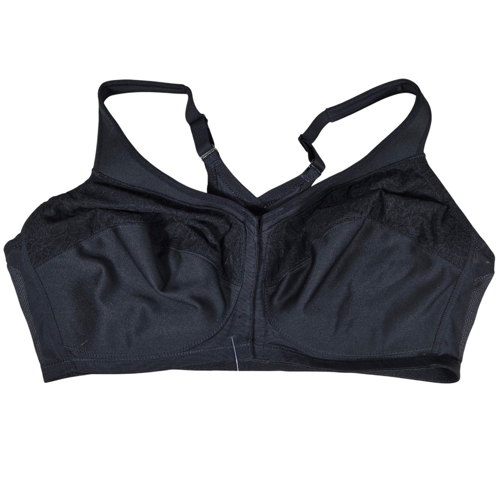 Glamorise 1206 MagicLift Front-Closure Racerback Bra Black 44DD Wireless